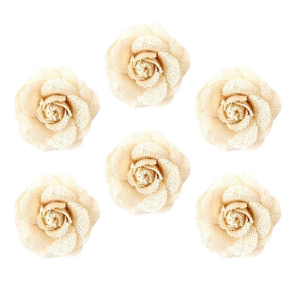 Shoes Flower Embellishment Fabric Flowers Crafting Hat Decoration Circular 6Pcs Linen