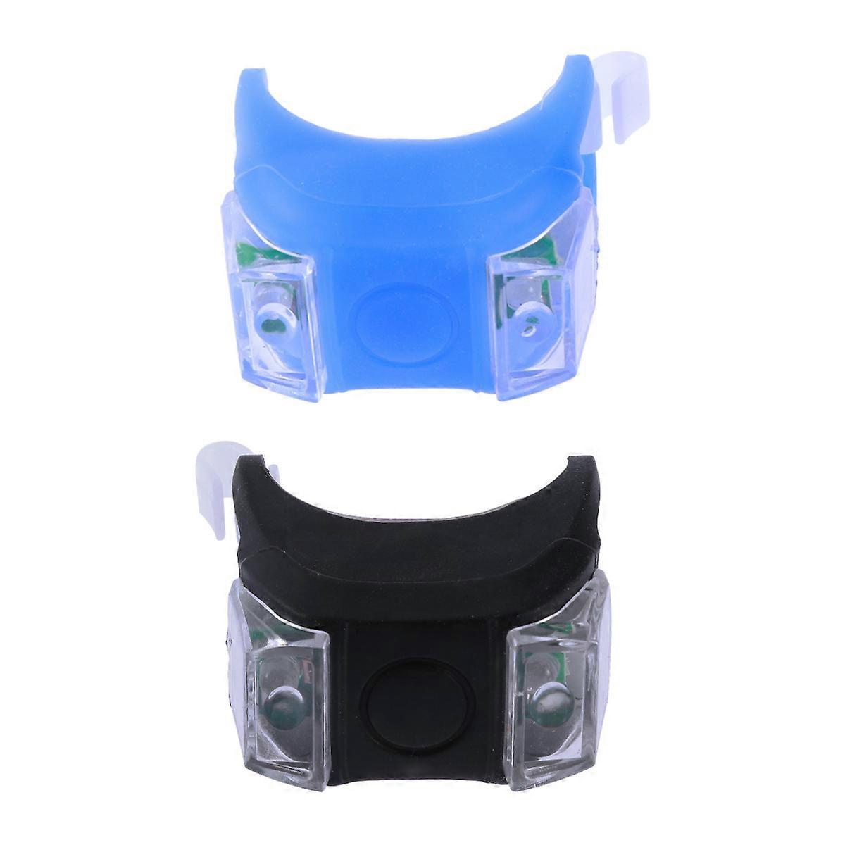 פנס אופניים פנס אחורי תאורת לד רכיבה על אופניים פנס בטיחות כחול סיליקון עמיד למים 2 יחידות