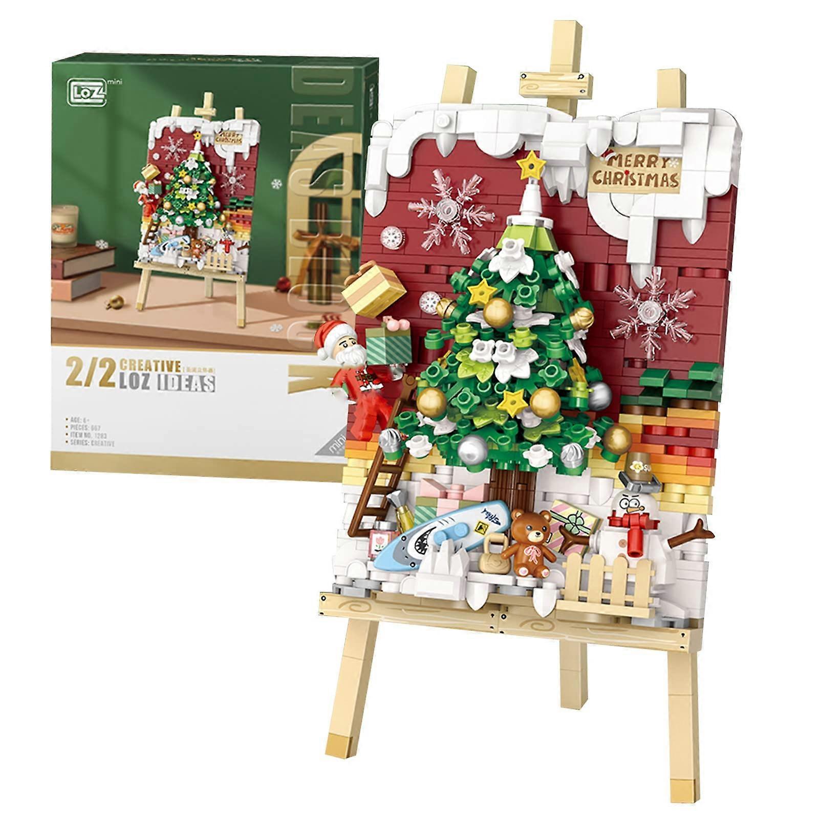 Mini Building Blocks Cute 3D Painting Model Set Stereoscopic Building Brick Toy For Home Decor 14+ Christmas Tree