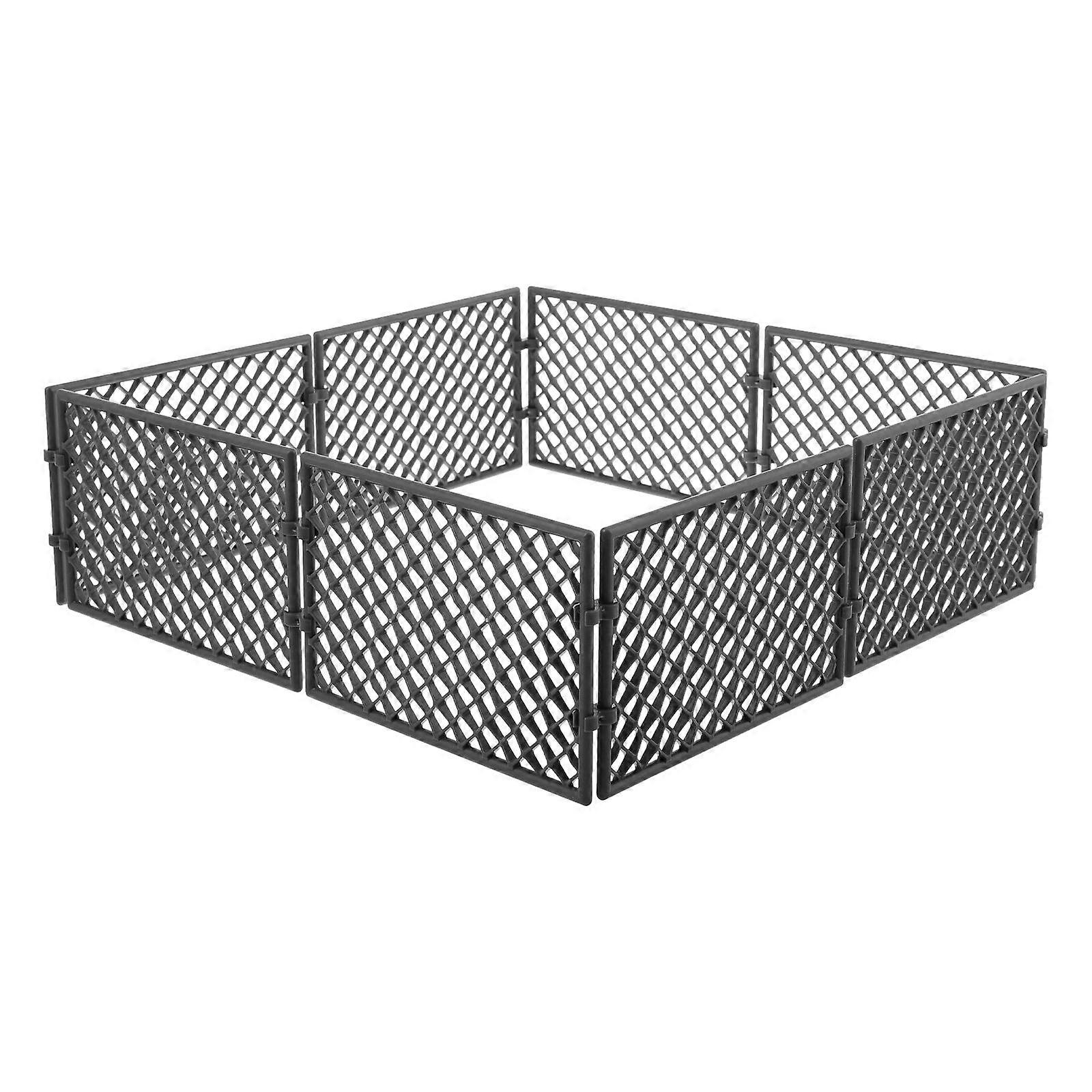 Decorative Wire Fence Mini Fence Wall Setup Scene Layout Decor Dark Grey 20.00X20.00X6.50CM Square Mesh 8Pcs