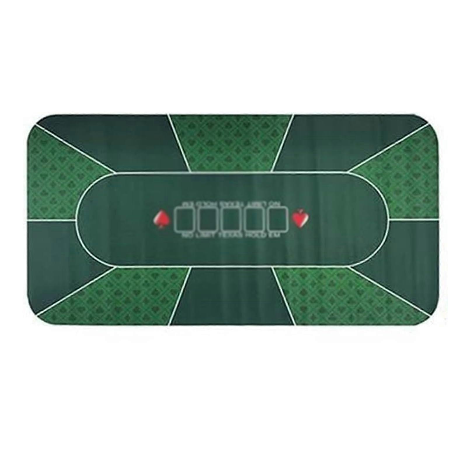 1.2 x 0.6m Poker Mat with Layout, Rubber Poker Mat for 10 Players, Poker Pad, Portable Play Mat for Home, Gambling, Board Game, Gaming Mat in Green
