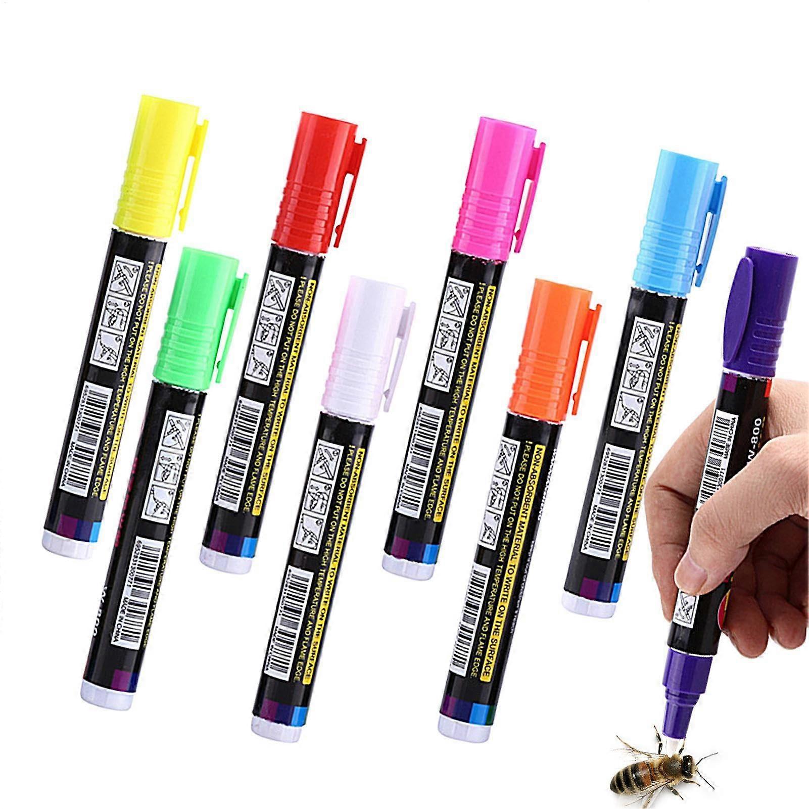 Beekeeping Queen Marker Pen Set, 8 Water-Based Markers with Vivid Feather Design for Smooth Writing and Beekeeping Tools