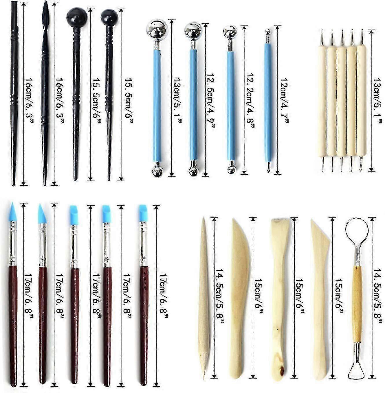 ZENGO 24pcs Clay Sculpting Tools Ceramic Tools Polymer Clay Tools Clay Sculpting Set