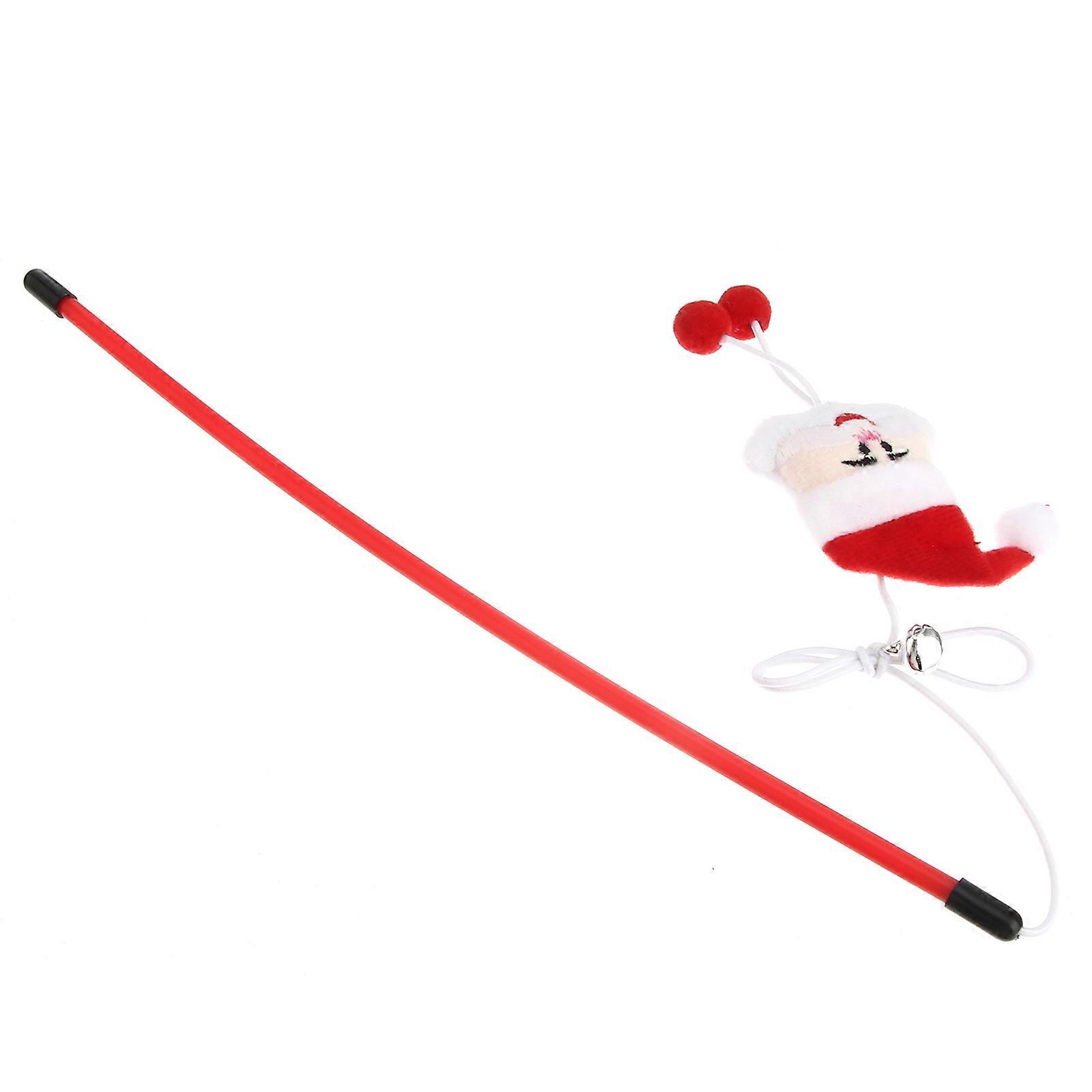 Interactive Pet Toys Cat Teaser Sticks for Playing with Red PP Material 2Pcs