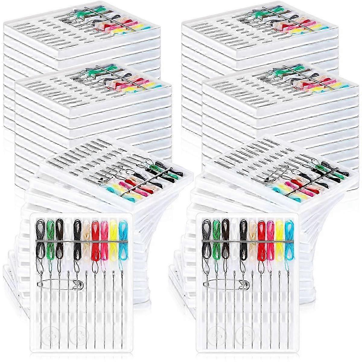 60 Boxes Quick Fix Sewing Kit Pre Threaded Needle Kit Personal Needle and Thread Kit Mending Kit Sewing Travel Kit