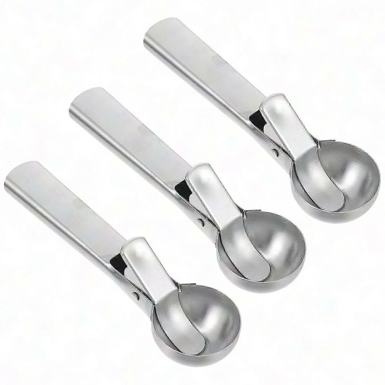3 Pack Stainless Steel Ice Cream Scoop with Trigger Ejection