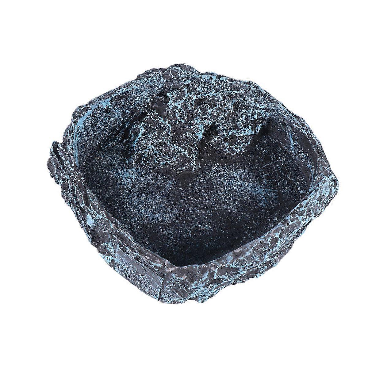 Reptile Water Basin Resin Material Terrarium Bowl for Tortoise Horned Frogs Bullfrogs Basking 13.5x15x3cm 1Pack