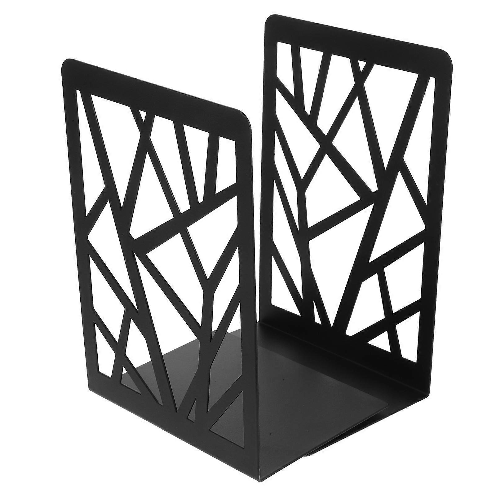 Modern Metal Bookends for Shelves Black Heavy Duty Book Holder with Enhanced Stability and Large Capacity 2pcs