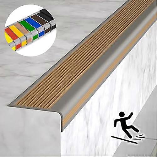 Nonslip selfadhesive waterproof rubber stair edge protector, 10 m, metallic.