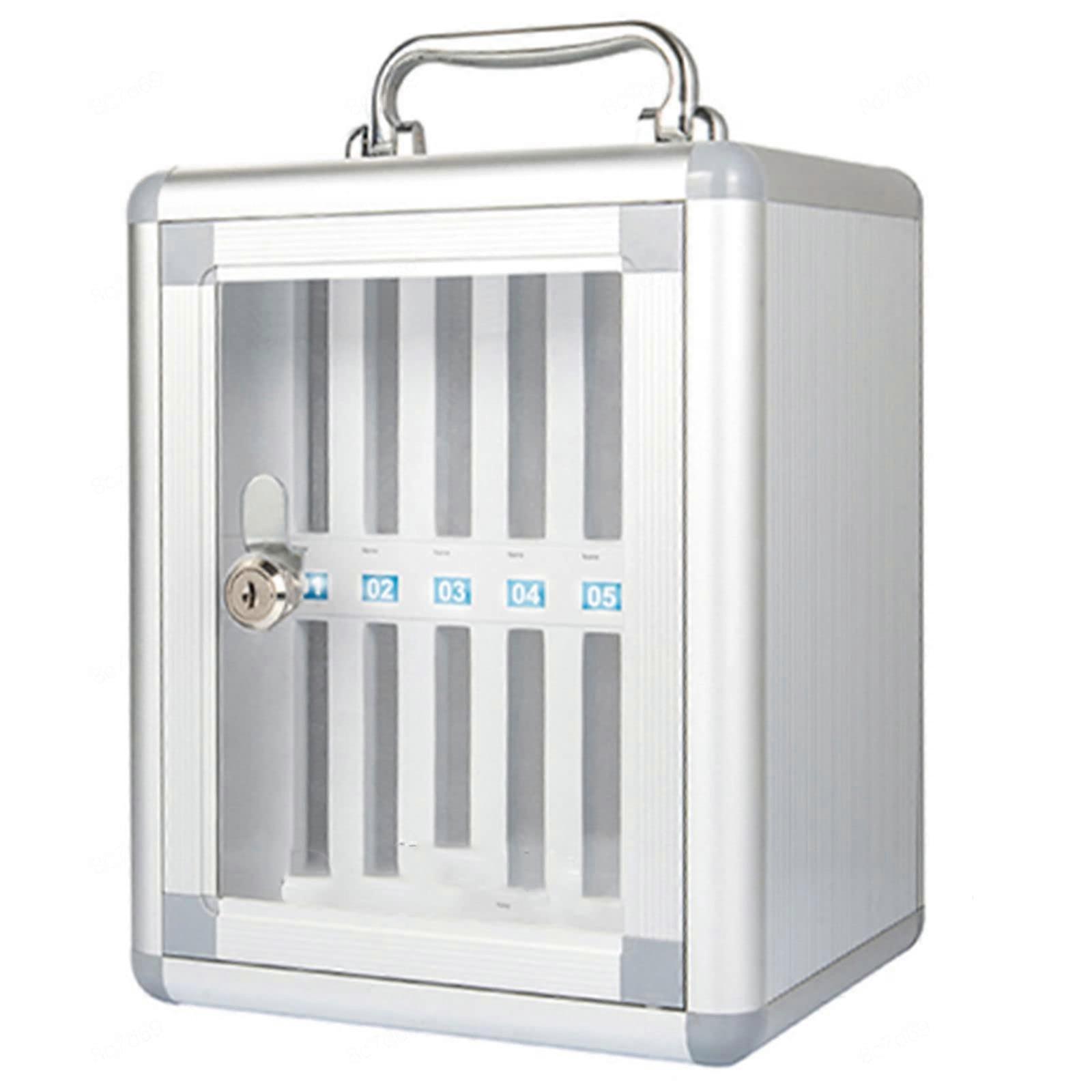 Wall-Mounted Phone Compartment, Aluminum Alloy, Handle and Security Lock, 12 Slots for Classroom and Office