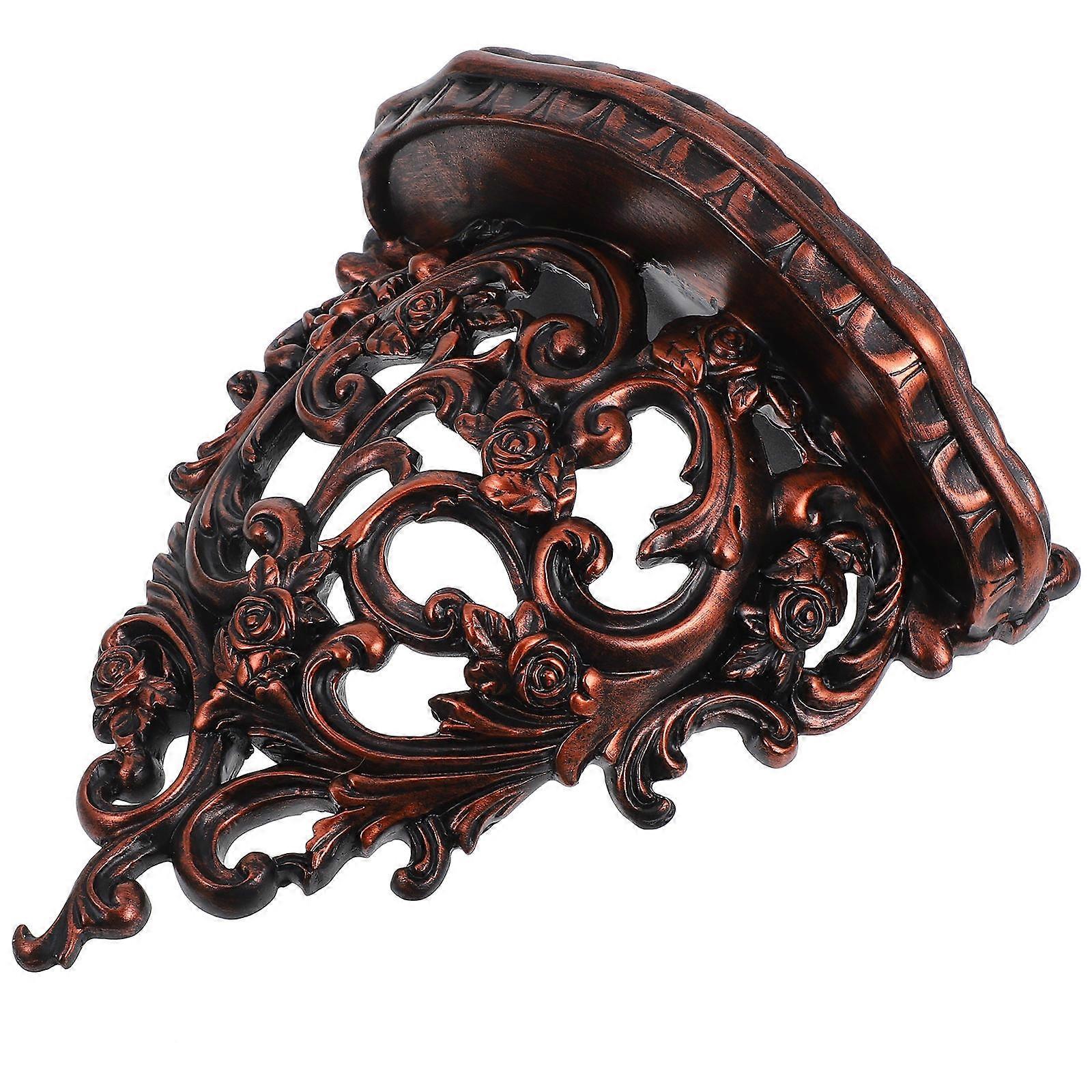 European Style Wall Shelf for Storage Made of Resin Dark Brown Multifunctional Compact Size