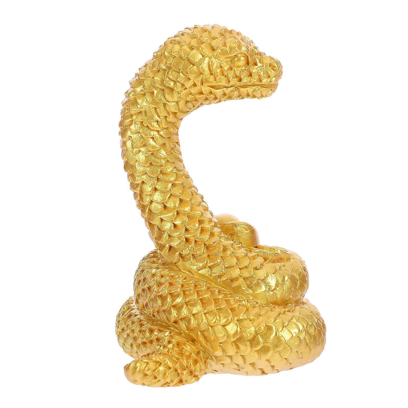 Year Of The Snake Figurine Realistic Snake Shape Zodiac Snake Statue Golden Resin Material Educational Child 1Pack