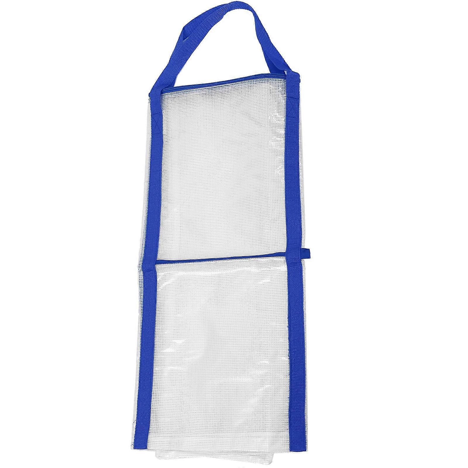 Blue Plastic Art File Holder with Smooth Zipper for Storage Use Portable with Handles 12.5 x 16.5 inches
