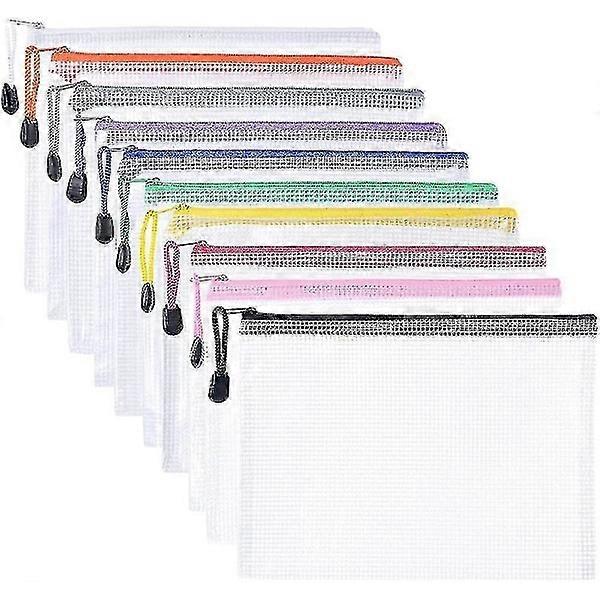 Plastic Pockets A5, 10pcs Zippered Bags Mesh Document Wallet Document Folders LGL