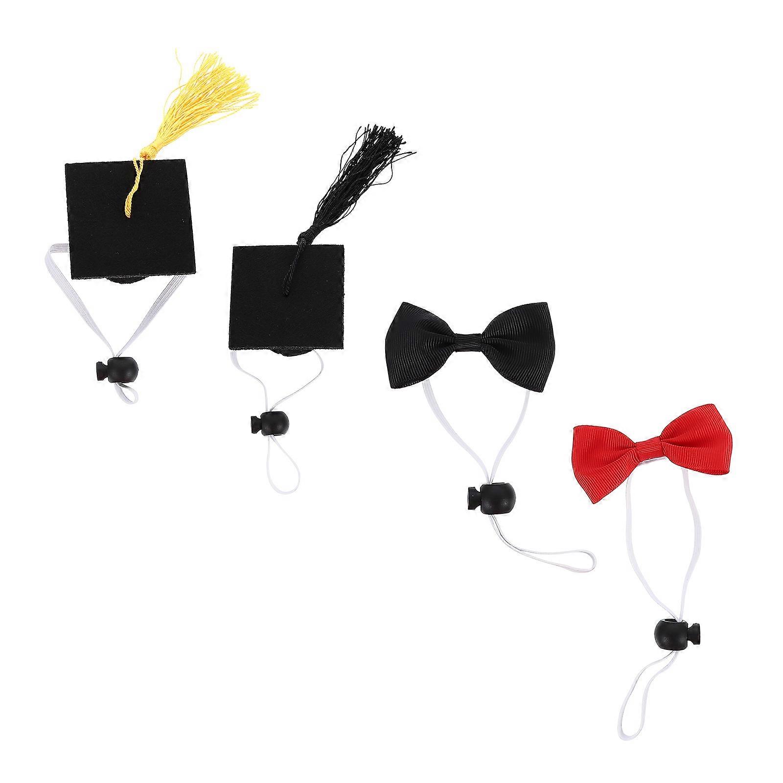 Graduate Hat For Cat Pet Graduation Caps Square Shape Decorative Red 2×2×1.4in Special Events 4Pcs