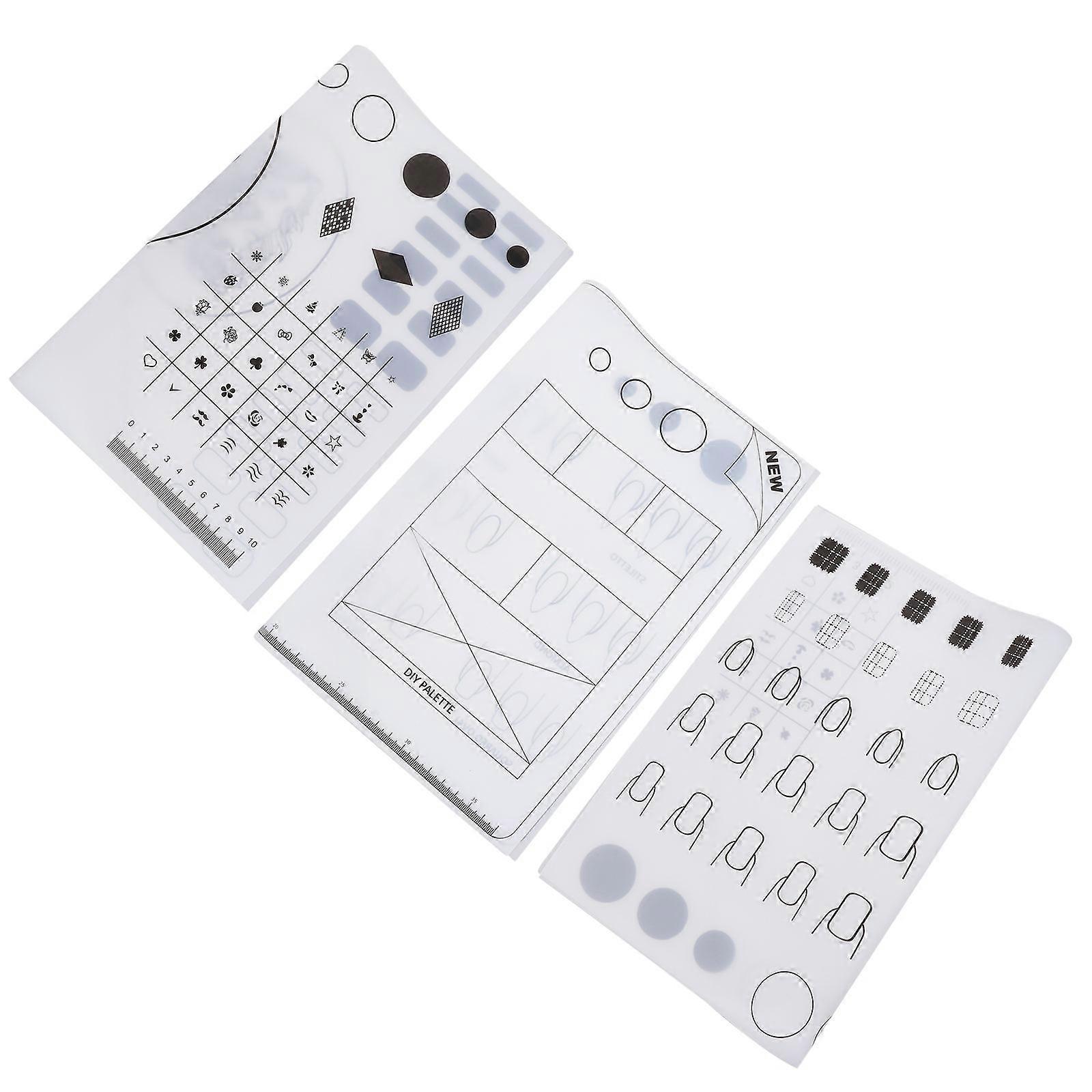 3pcs Reusable Silicone Nail Art Stamping Mat with Color Testing Zones, Foldable Design for Manicure Practice and Nail Art Design, Professional and