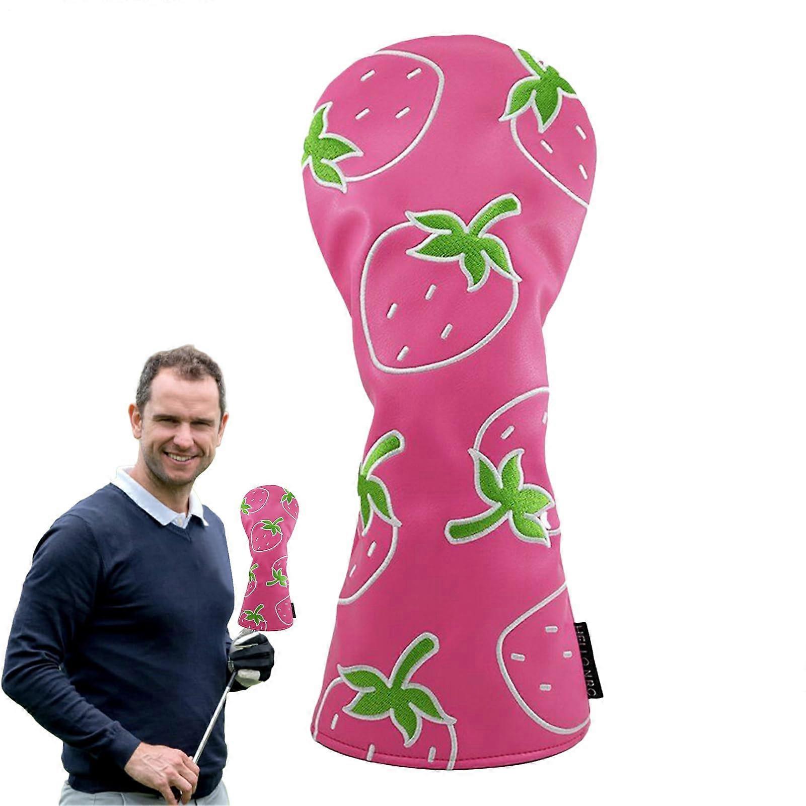 Golf Club Headcover Strawberry Pattern Driver Protector Weather Resistant Fits Most Drivers
