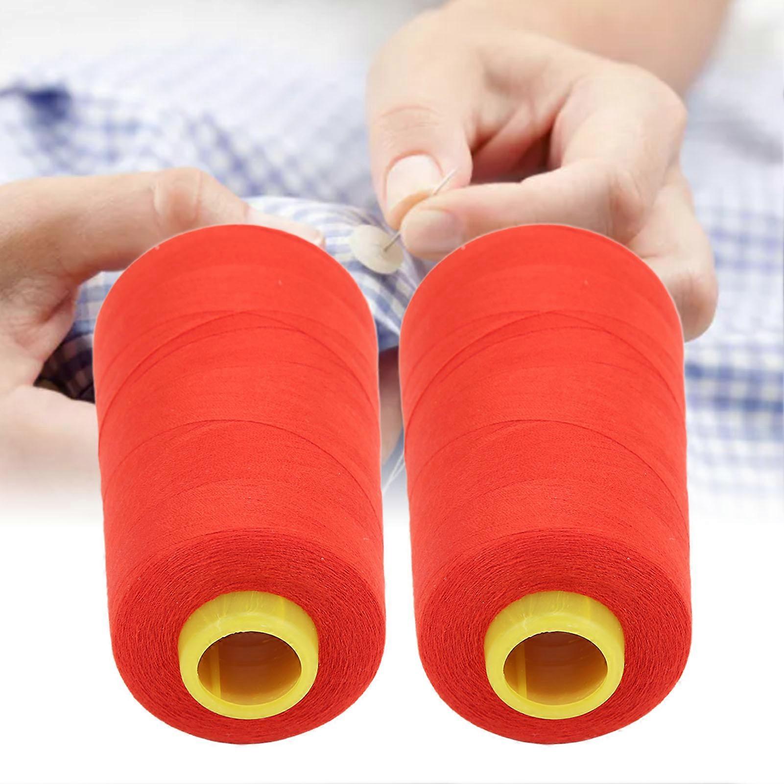 2PCS Serger Thread High Strength Sturdy Durable Polyester Red Sewing Thread for Daily Quilting Splicing