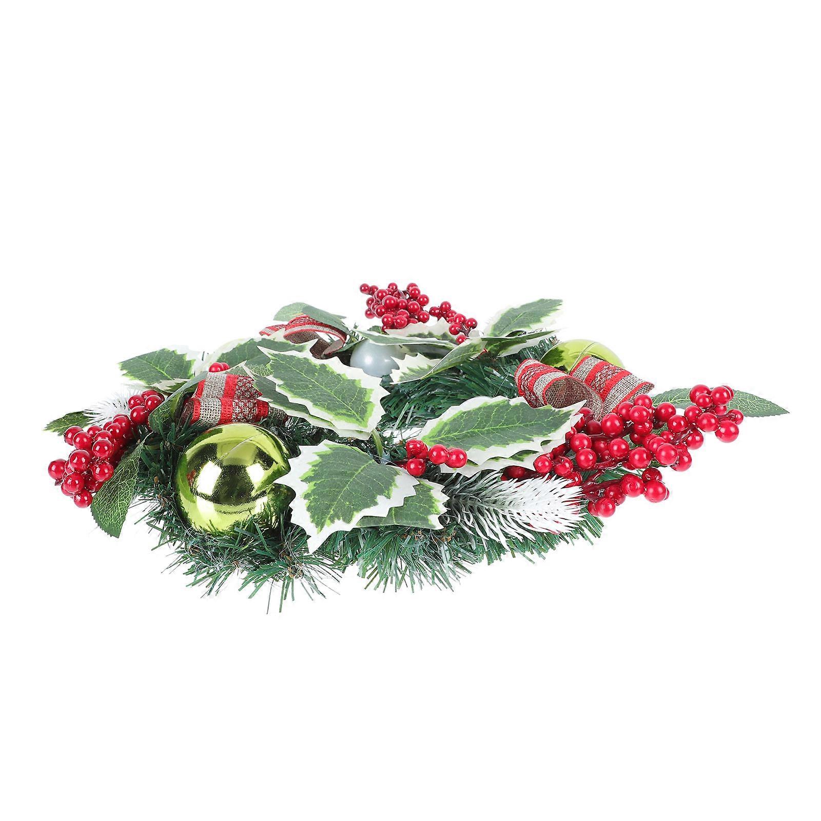 Olive Green Christmas Artificial Wreath For Indoor Decoration With Light 30x30cm 1Pack