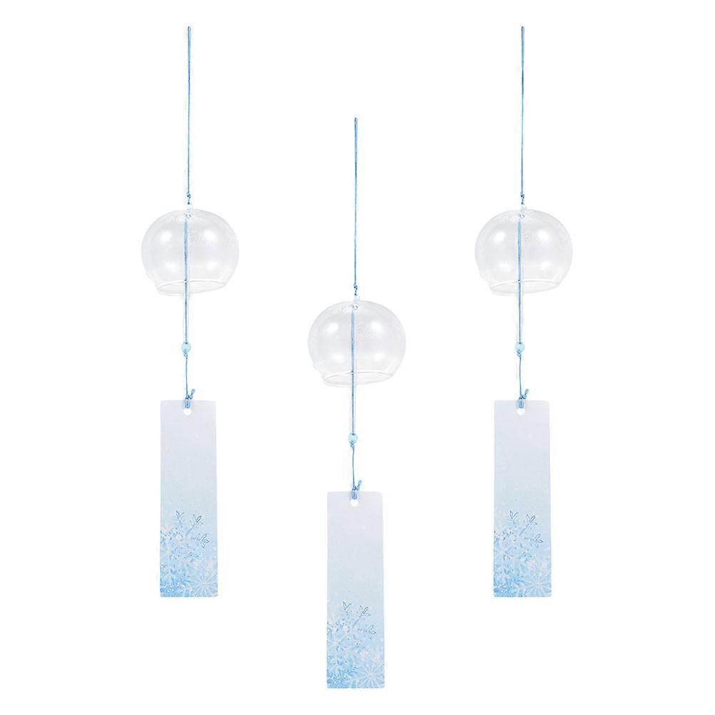 3Pcs High Borosilicate Glass Wind Chime Pendants Japanese Style Home Decor 7X38Cm Sound Production