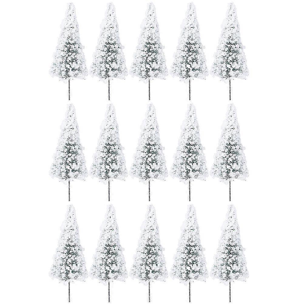 Mini Cedar Tree Model for Decor White Wire and Sponge Perfect for Landscape and Train Track 15pcs