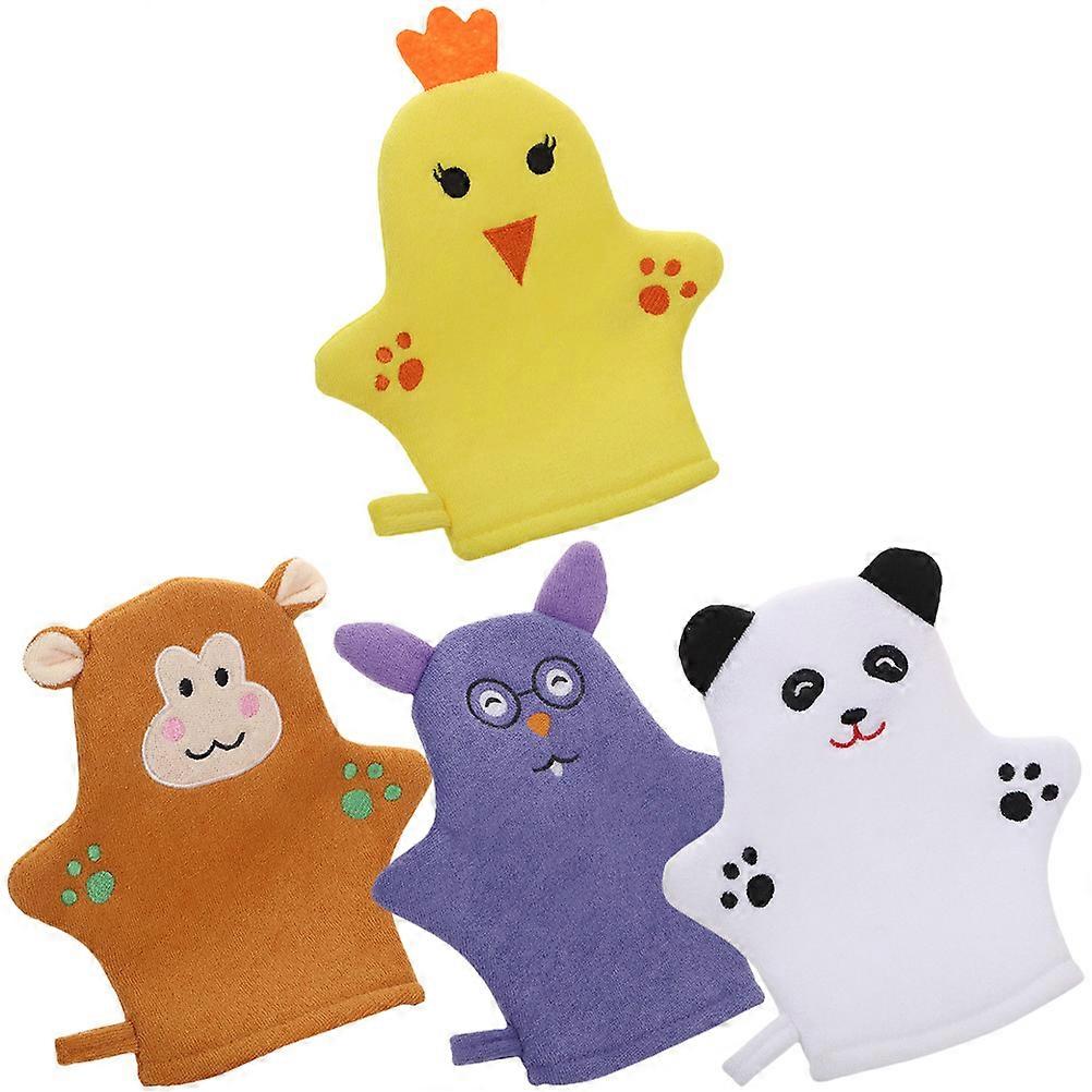 4 יחידות כפפות אמבטיה לילדים כפפות קרצוף גוף כפפות פילינג כפפות ספא כפפות רחצה מקציף