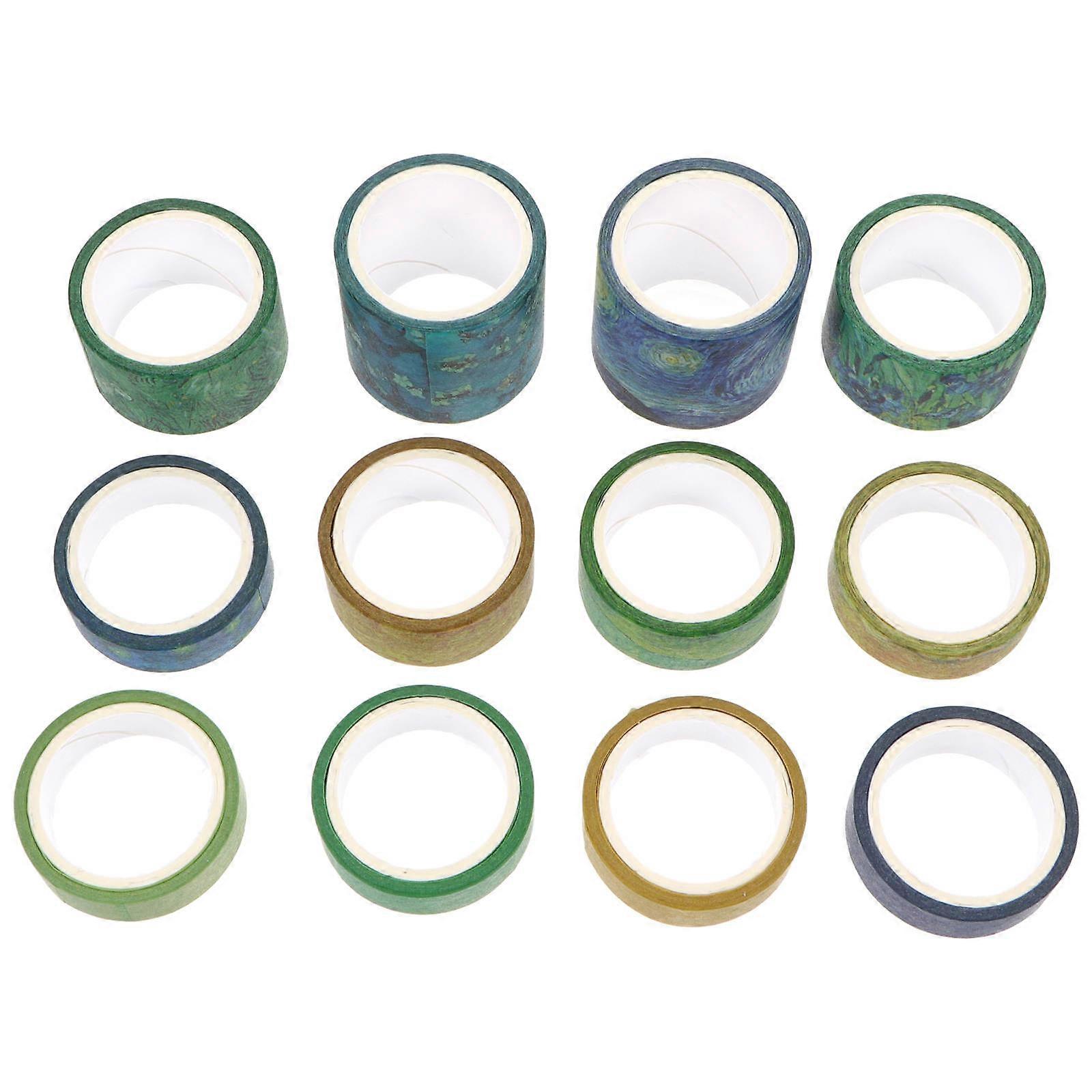 DIY Decorative Tape 12 Rolls Suitable For Holidays Craft Enthusiasts Green Color Easy To Use