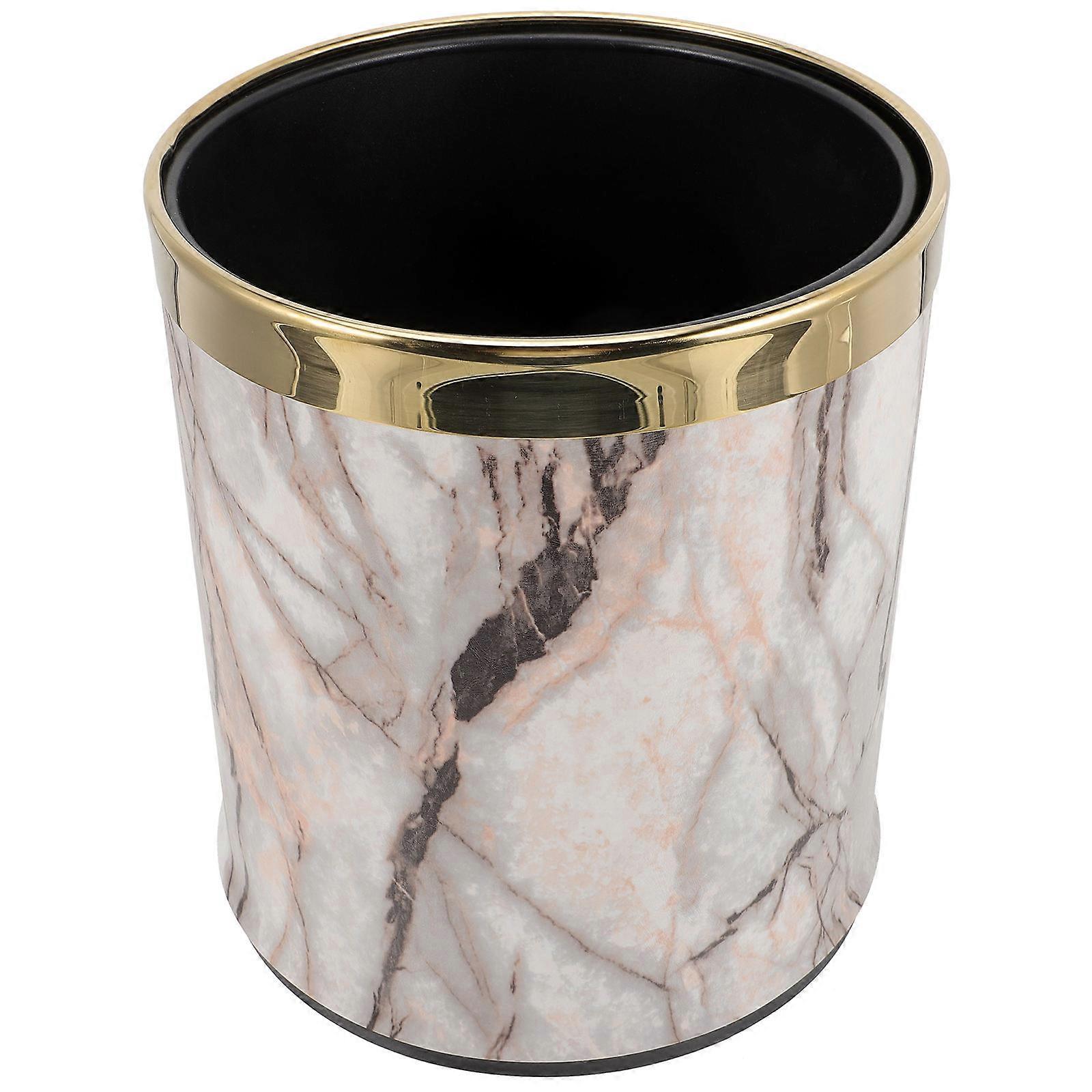 European Style Marbling Trash Can Plastic Waste Paper Basket For Home Use Assorted Color 26.5x22.5cm 1Pack Suitable For Kitchen
