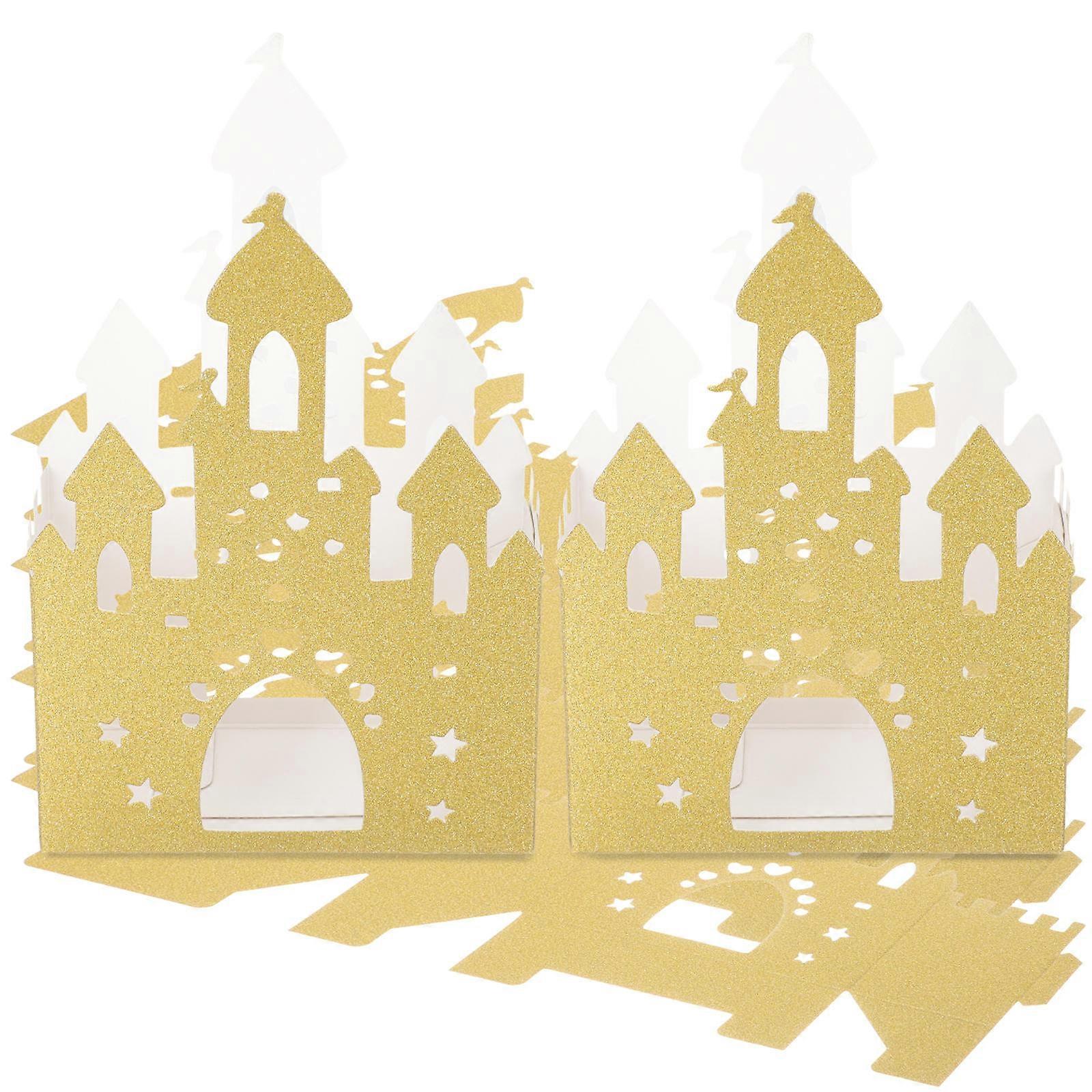 10pcs Hollow out Castle Gift Boxes Glitter Paper Candy Boxes Candy Wrapping Boxes