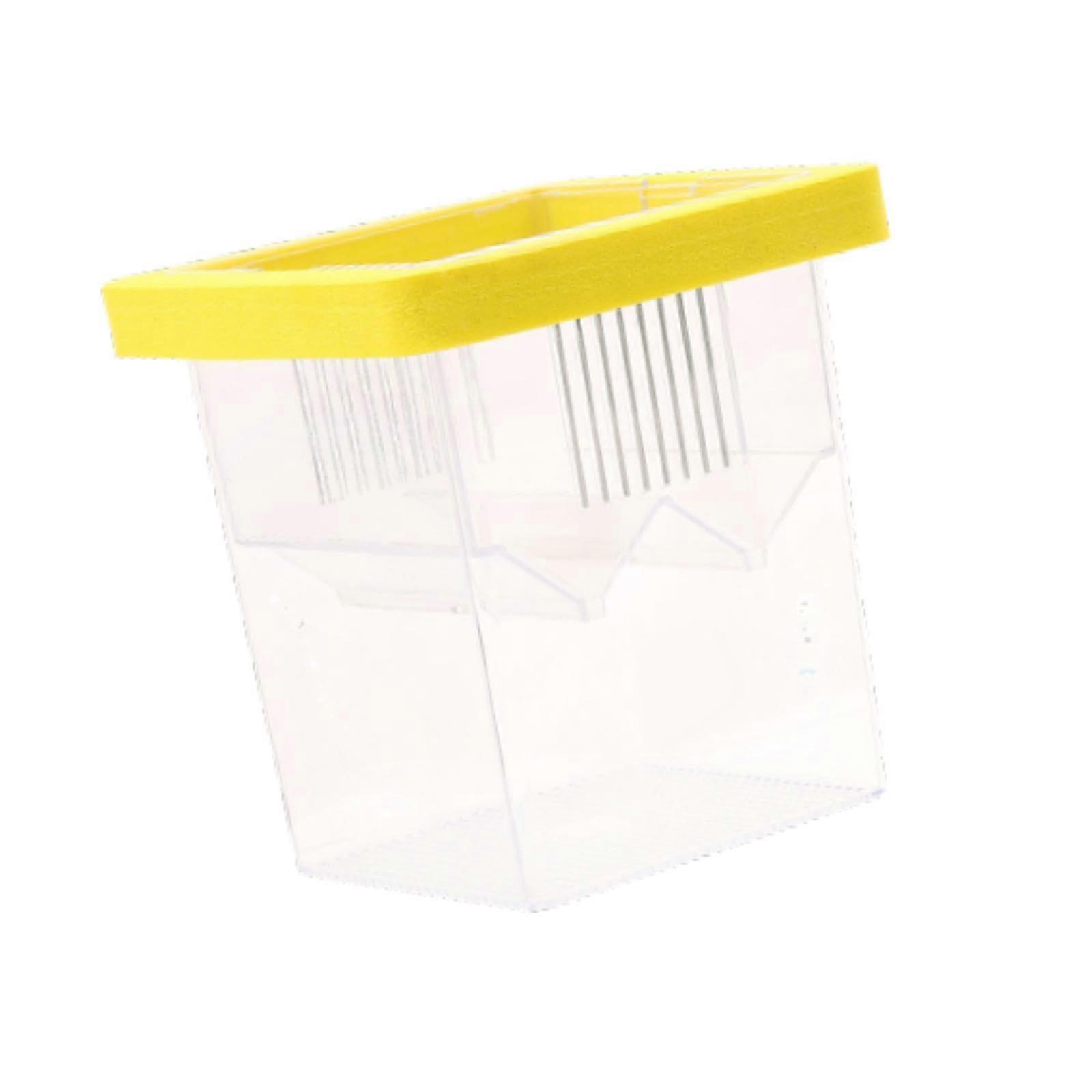 Floating Fish Breeder Box For Clownfish Eggs, Separation Incubations Box, Yellow, 8.6x8.6x11 Cm