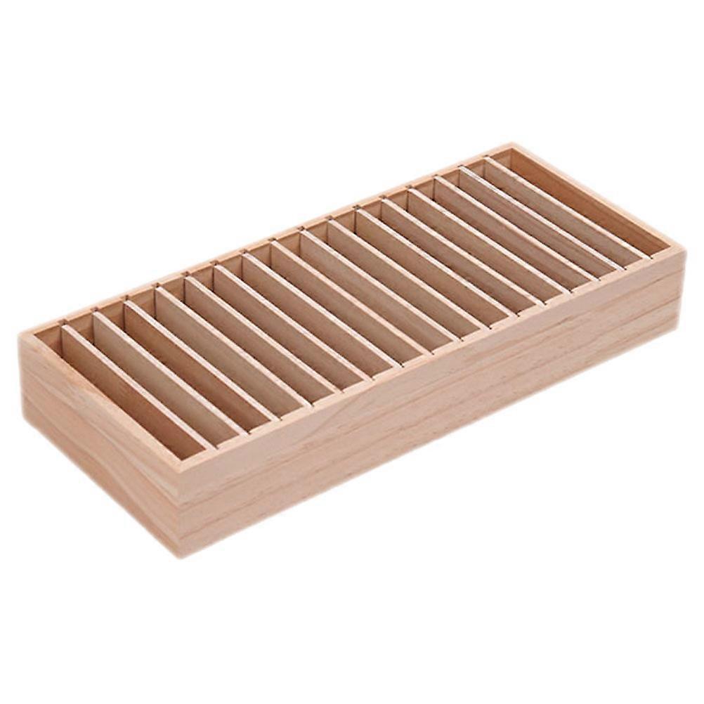 Elegant Khaki Hairband Organizer with 17 Grids for Desktop Storage Box Synthetic Material 6.3 x 4.7 Inches