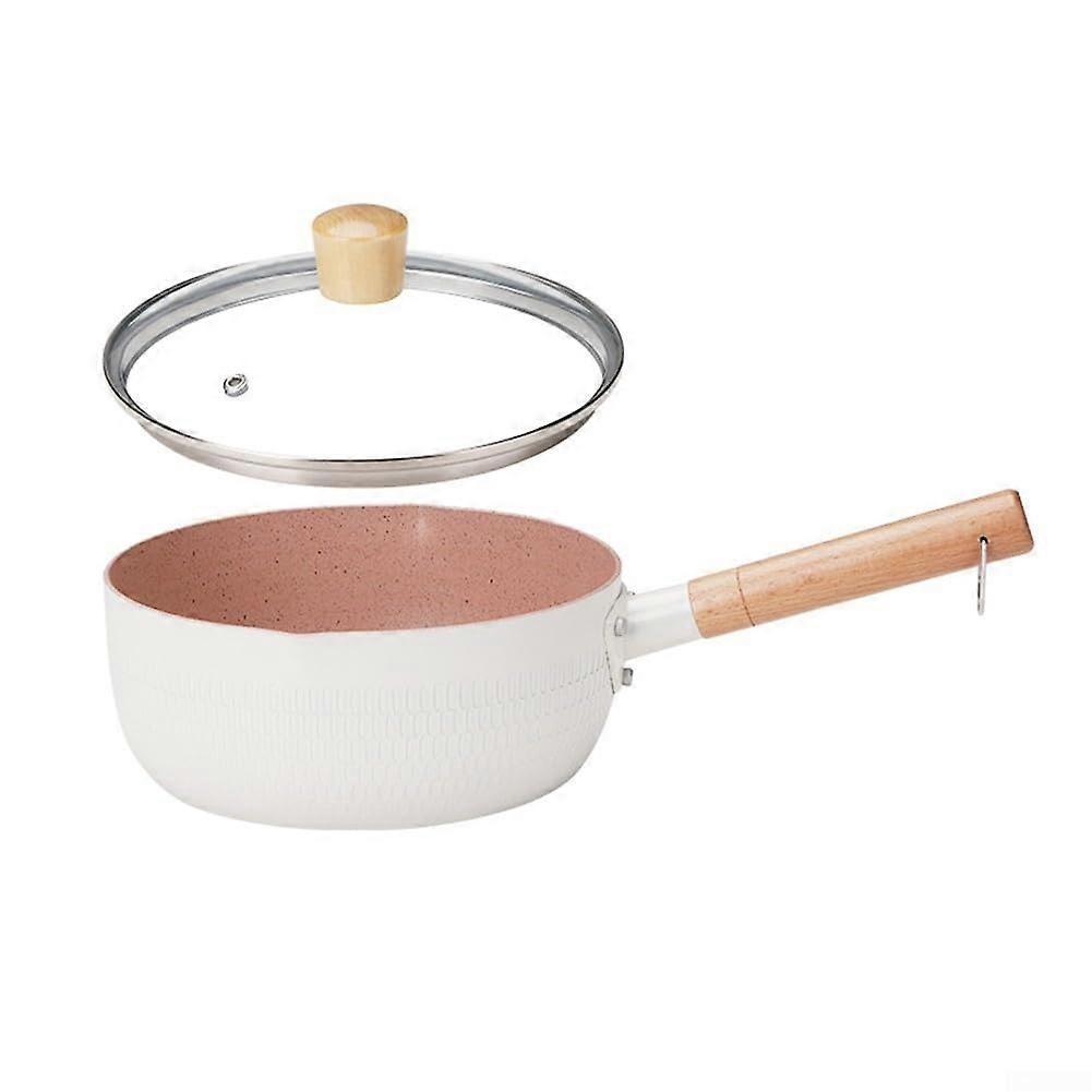 Small Household Stock Pot Stew With Lid Non-Stick Milk Pan 18cm Compatible With Gas Stove And Induction Cooker White