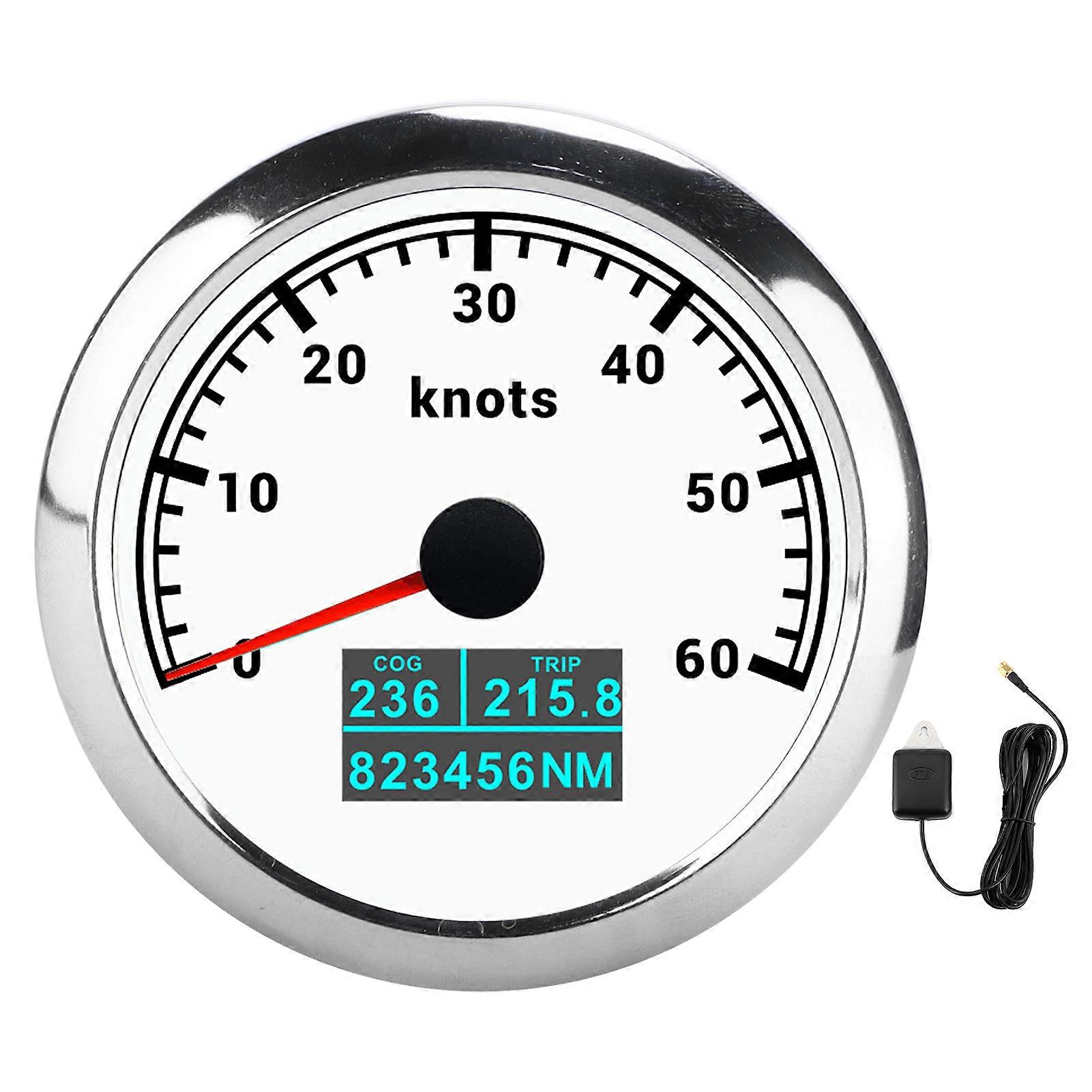 3 in 1 GPS Tachometer COG TRIP Display 60 Knoten IP67 wasserdicht für Autos, LKWs, BooteWeißes Zifferblatt