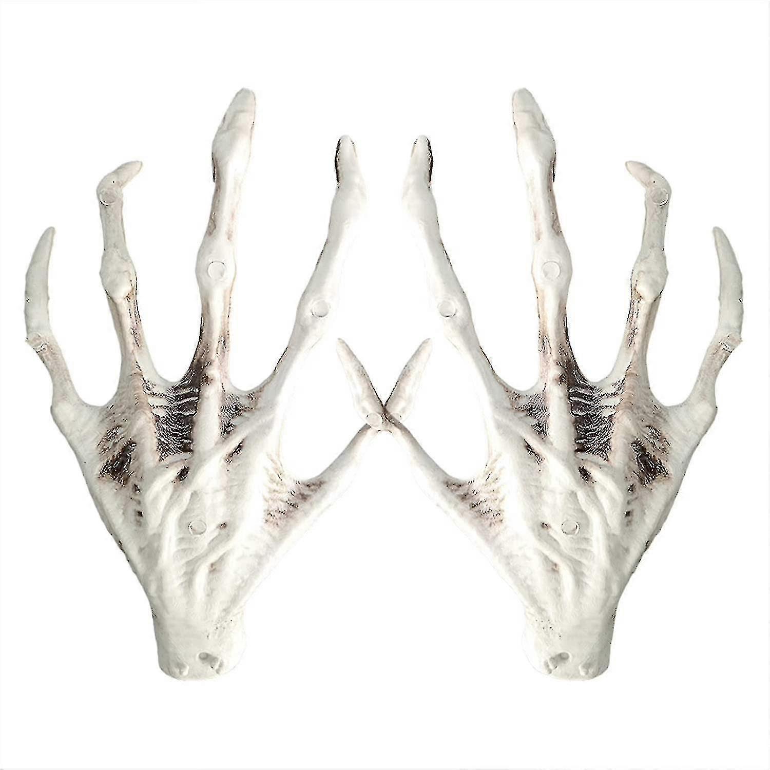 Halloween Plastic Skeleton Hands, 2 Pieces, Durable and Realistic, Suitable for Multi-Scenario Decoration