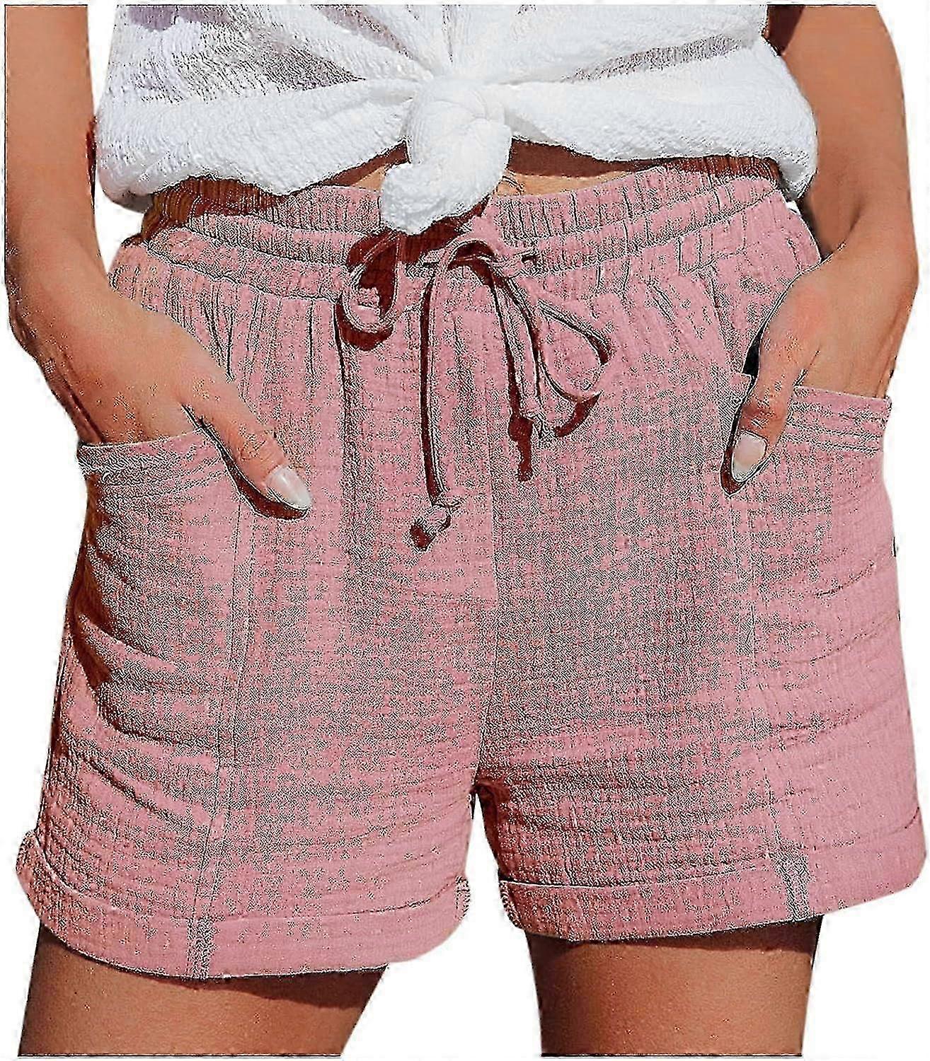 Women's Summer High-waisted Straight-leg Shorts, Wear-resistant and Easy to Wash, Solid Color Design, Suitable for Multiple Occasions