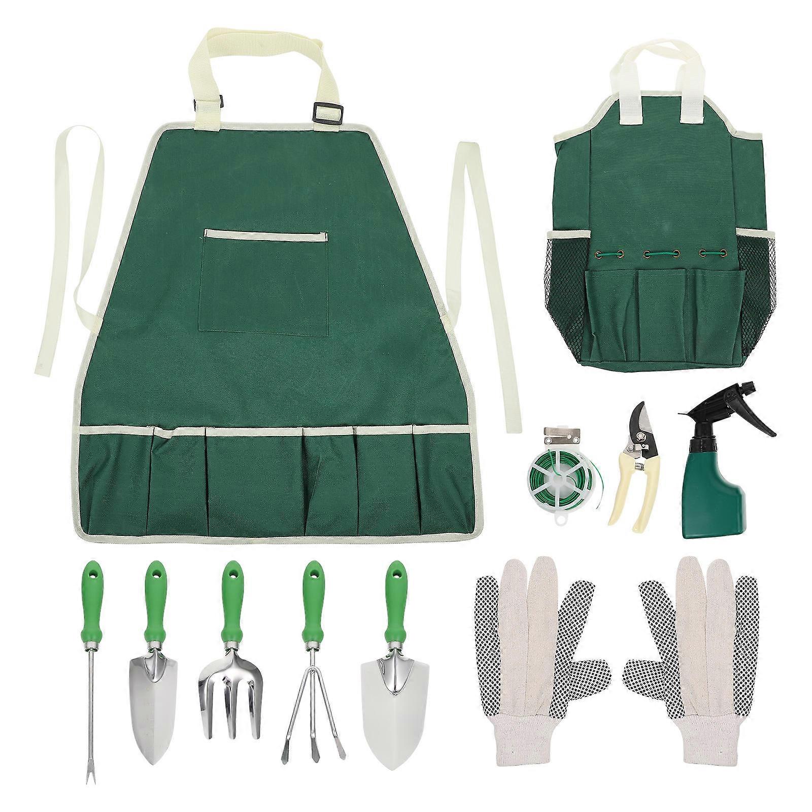Gardening Tool Bag 11Pcs Comprehensive Gardening Tool Set Ideal For Various Tasks Like Weeding Excavation And Soil Loosening In Elegant Olive Green