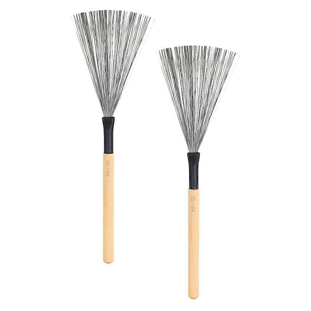 Drum Brushes with Wooden Handles   Compact Steel Stick Design for Jazz Drums, Comfortable Grip Percussion Brushes for Drummers