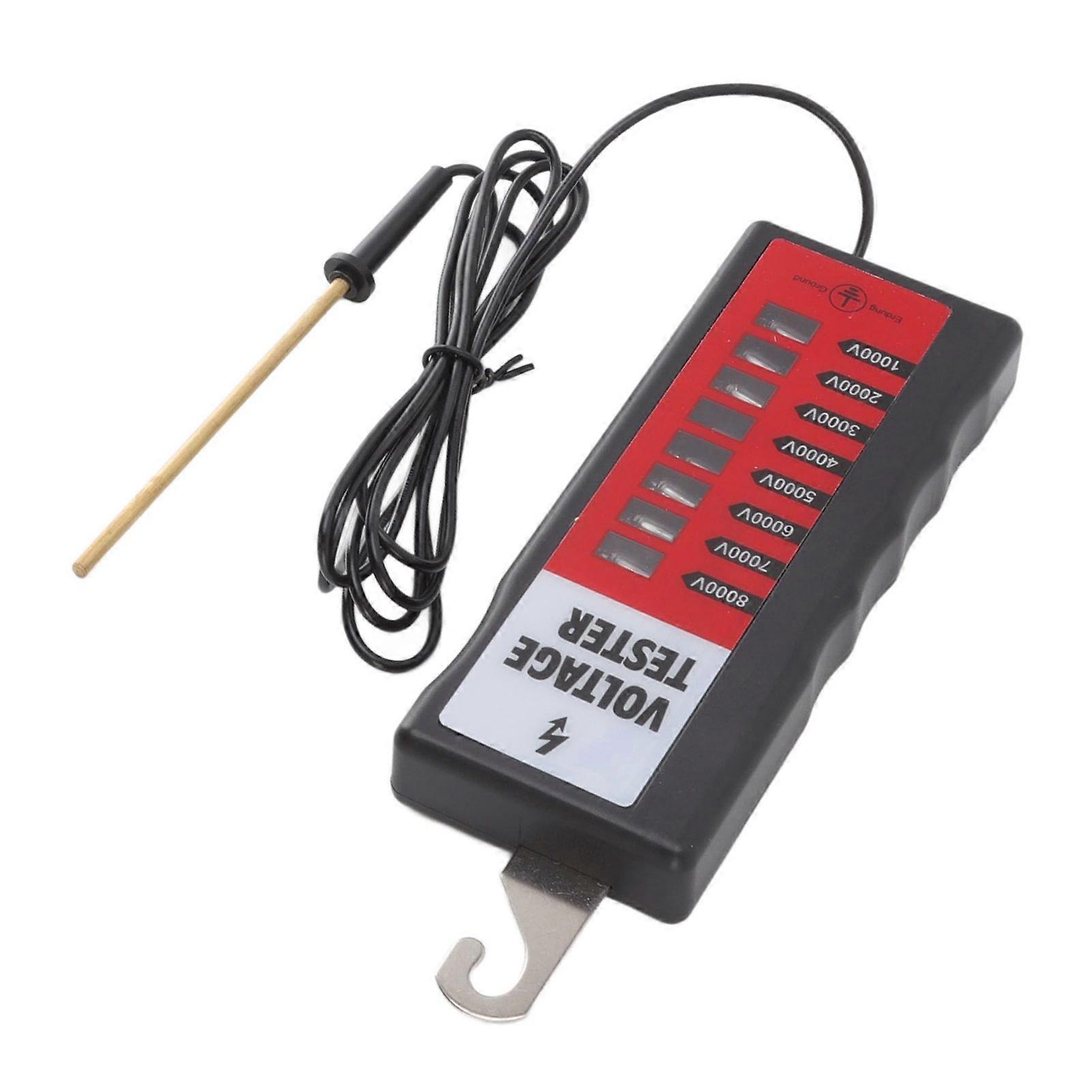 Electric Fence Tester LCD Screen Voltage Meter 10KV Portable Tool with 8pcs Light for Farm 
