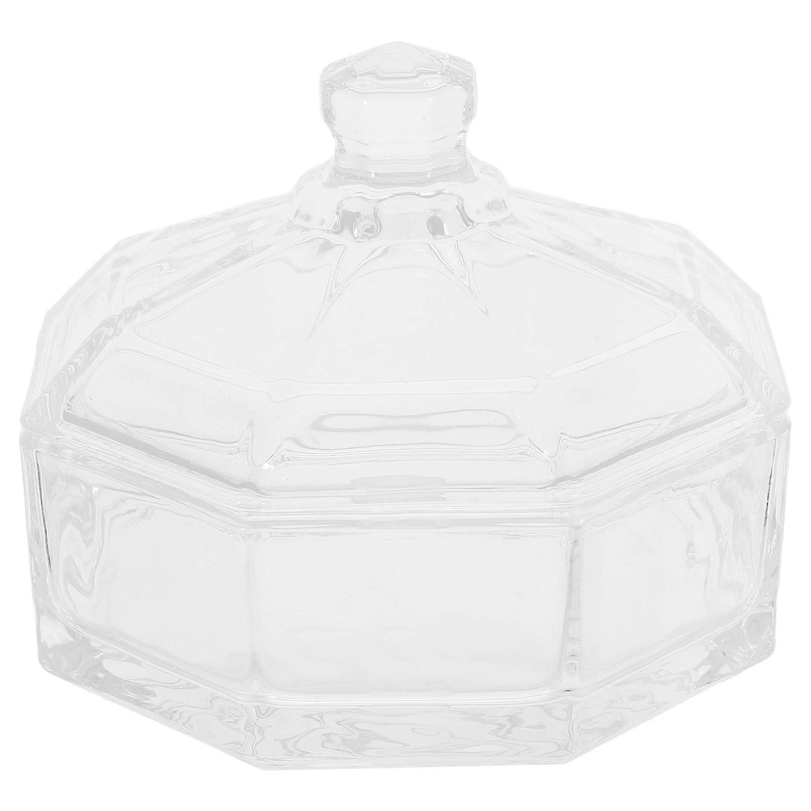Here's a polished and professional product description based on the title you provided:
**Clear Glass Candy Dish with Lid – Decorative Cookie Jar