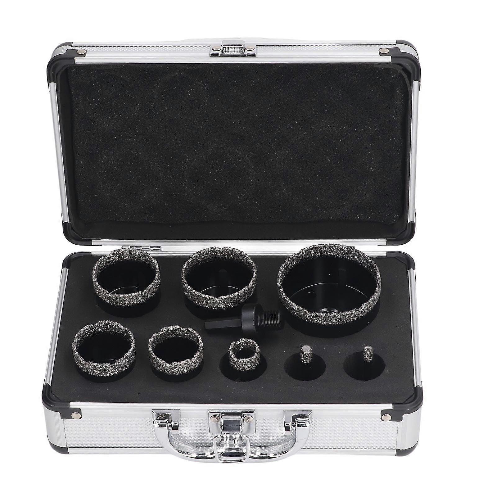 8piece Hole Saw Set with Adapter, M14 Shank, Diamond Brazed Hole Opener Kit for Marble and Ceramic Tiles, 6–68 mm