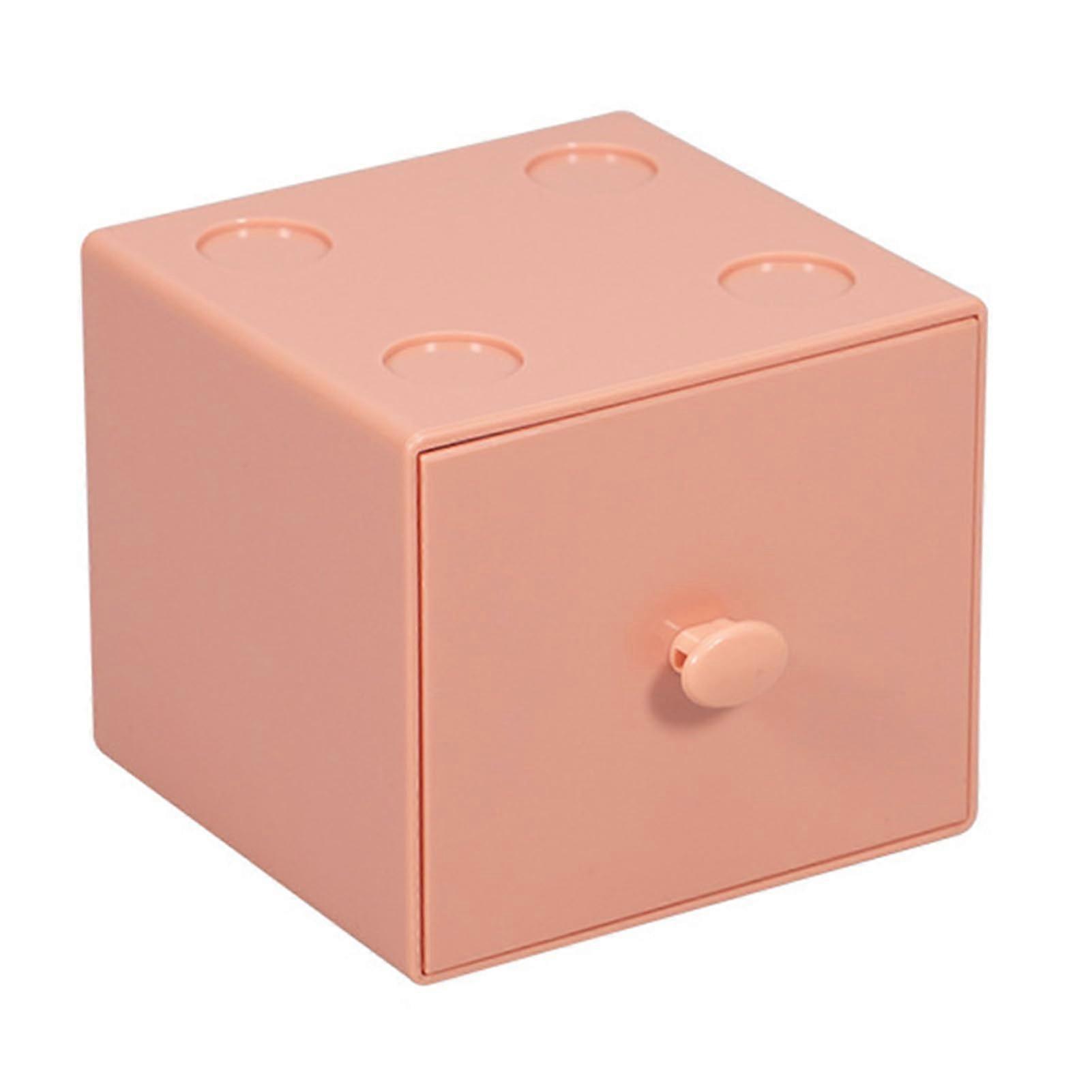 Stackable Desk Organiser Building Block Storage Box Drawer for Office School Home Dorm - Multifunctional Accessories for PS Orange