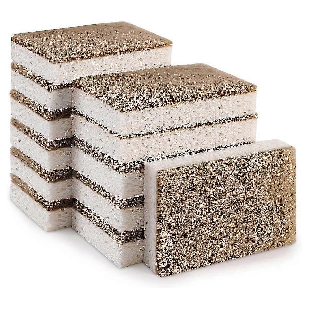 12Pcs Eco-Friendly Kitchen Sponge - Biodegradable with Coconut Scrubber