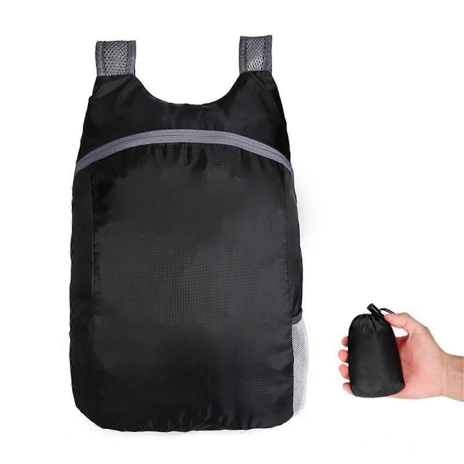 Hiking Backpack Lightweight Trekking Daypack Compact Foldable Design Breathable Mesh Polyester Black