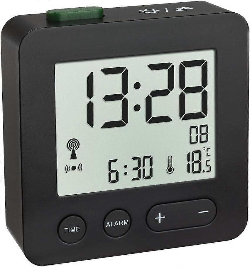 Alarm Clock With Alarm And Temperature Indication, Black