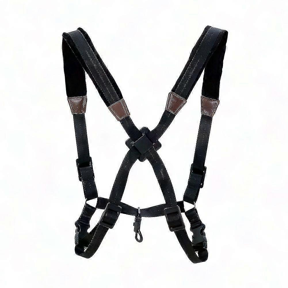 Saxophone Strap, Universal Double Shoulder Leather Strap for Saxophone, Adjustable Padded Harness Strap