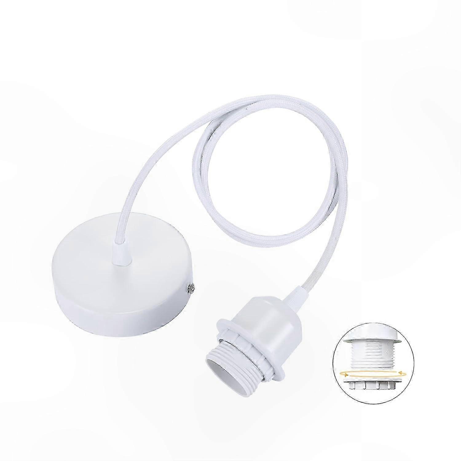 Adjustable 100cm Textile Cable Pendant Light with E27 Socket, Compatible with Lampshade for Kitchen and Living Room Styling