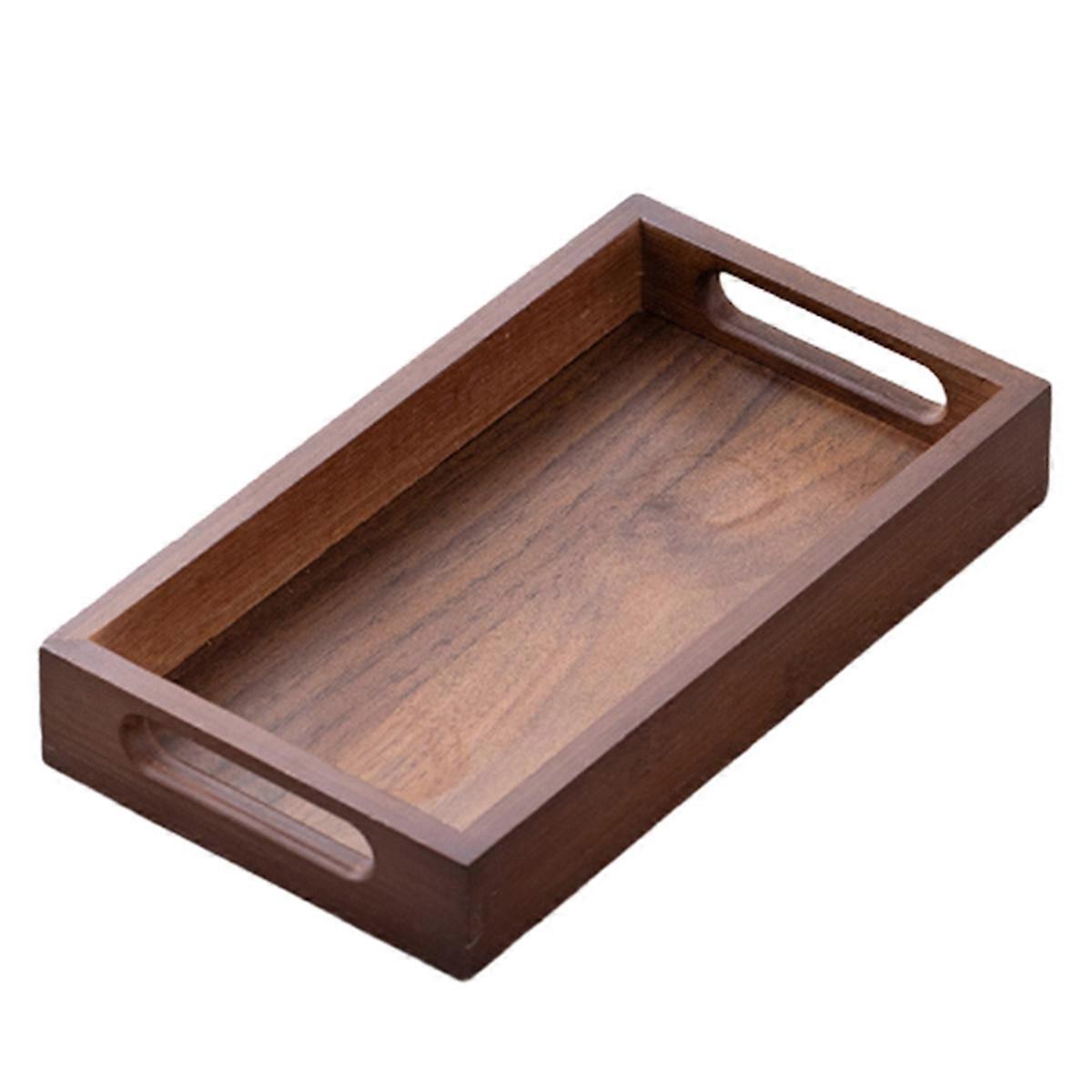 Rectangular Bamboo Wood Tea Tray Display Plate Walnut Color Cup Storage Handle Home Use Japanese Tea Set Tray 29x20x4cm