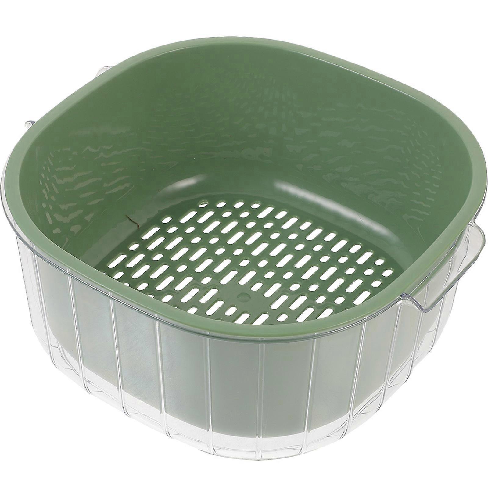Green PP Kitchen Strainer Bowl for Storage with Multiple Hole Design Perfect for Fruits Vegetables 7.87"x5.12"x4.72"
