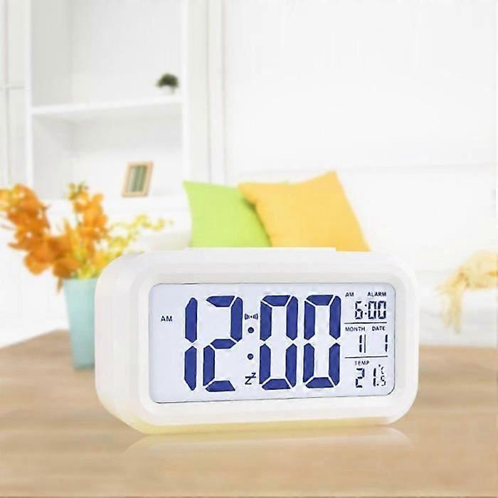 Alarm Clock - White - Smart Thermometer - LCD Screen - Alarm - Snooze Function
