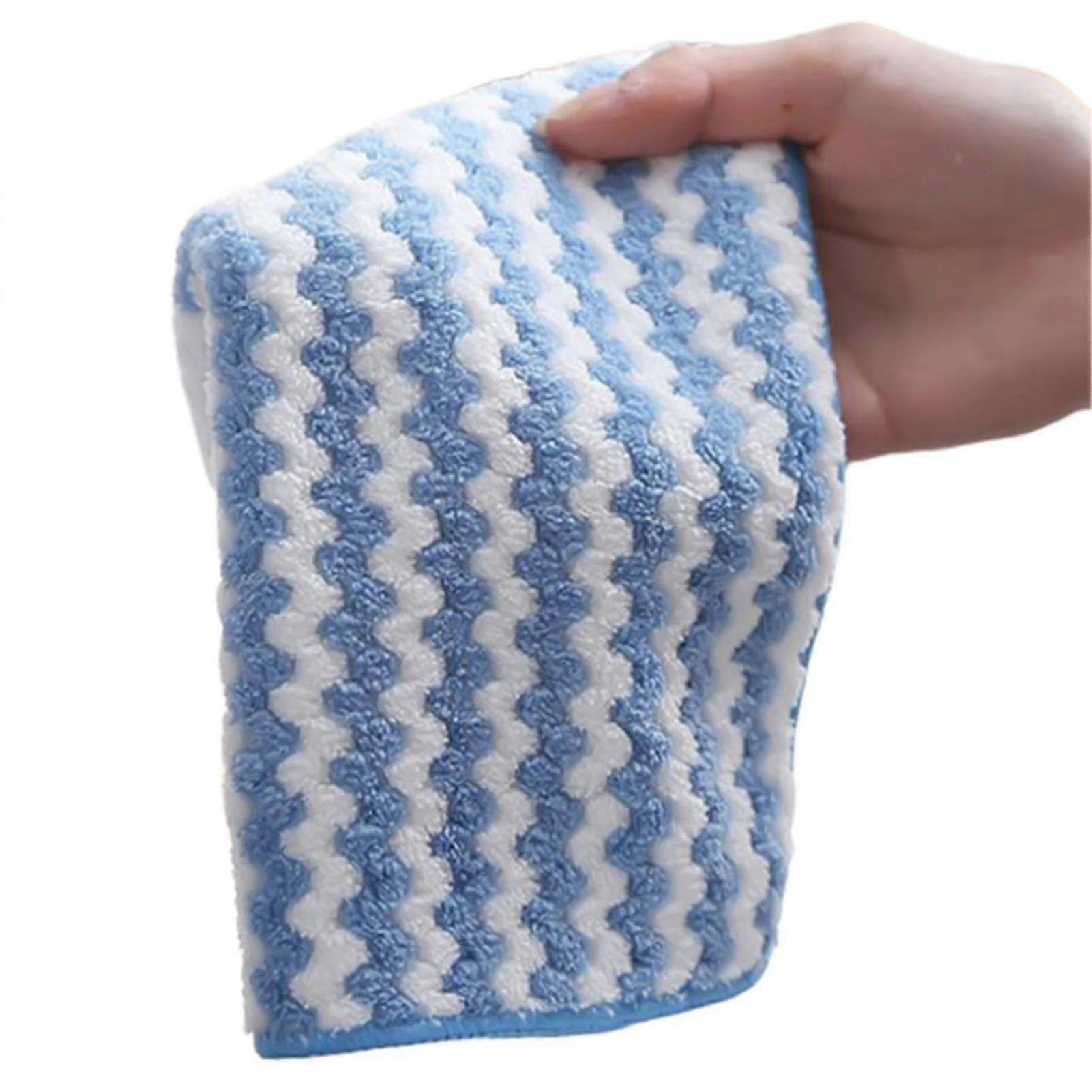 Paquet de 5 chiffons de nettoyage en microfibre super absorbants pour lunettes et écrans, serviettes en molleton corail doux en bleu